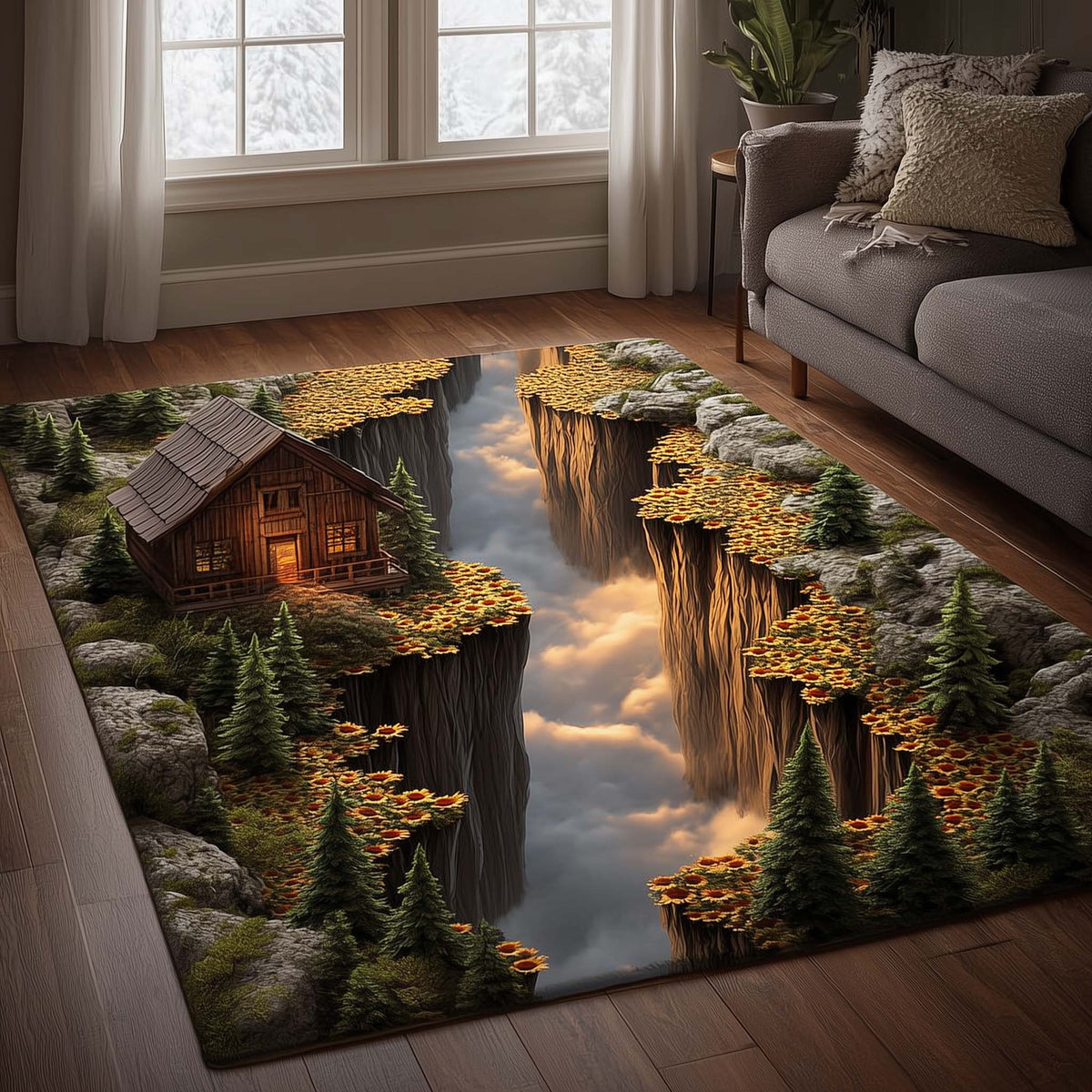 Sunflower Valley area rug in a living room