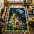 Sunflower Watering Garden area rug in a living room