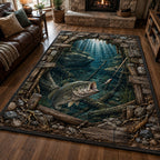Sunken Timber Lake Bass area rug in a living room