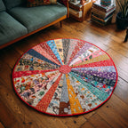 Sunlit Floral Round Mat Rug - washable non-slip printed rug