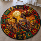 Sunlit Juneteenth Grace Round Mat Rug - washable non-slip printed rug