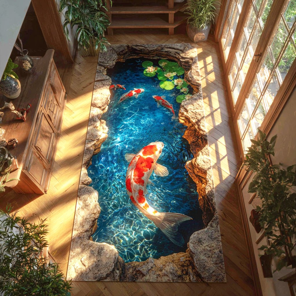 Sunlit Koi Retreat Runner Carpet Runner Rug - Cute Pet Design | Animal Printed Runner Rug