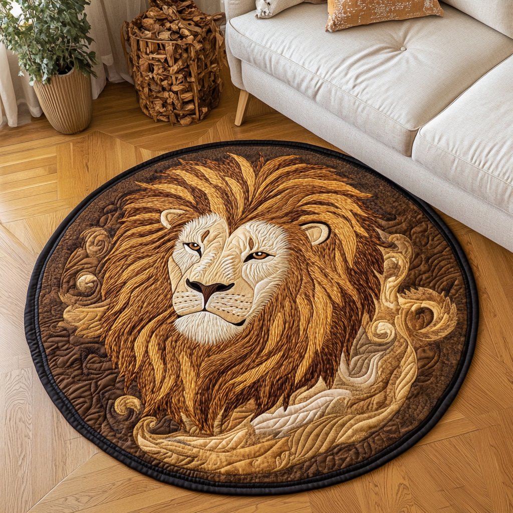Sunlit Majesty Round Mat Rug - washable non-slip printed rug