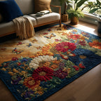 Sunlit Meadow area rug in a living room