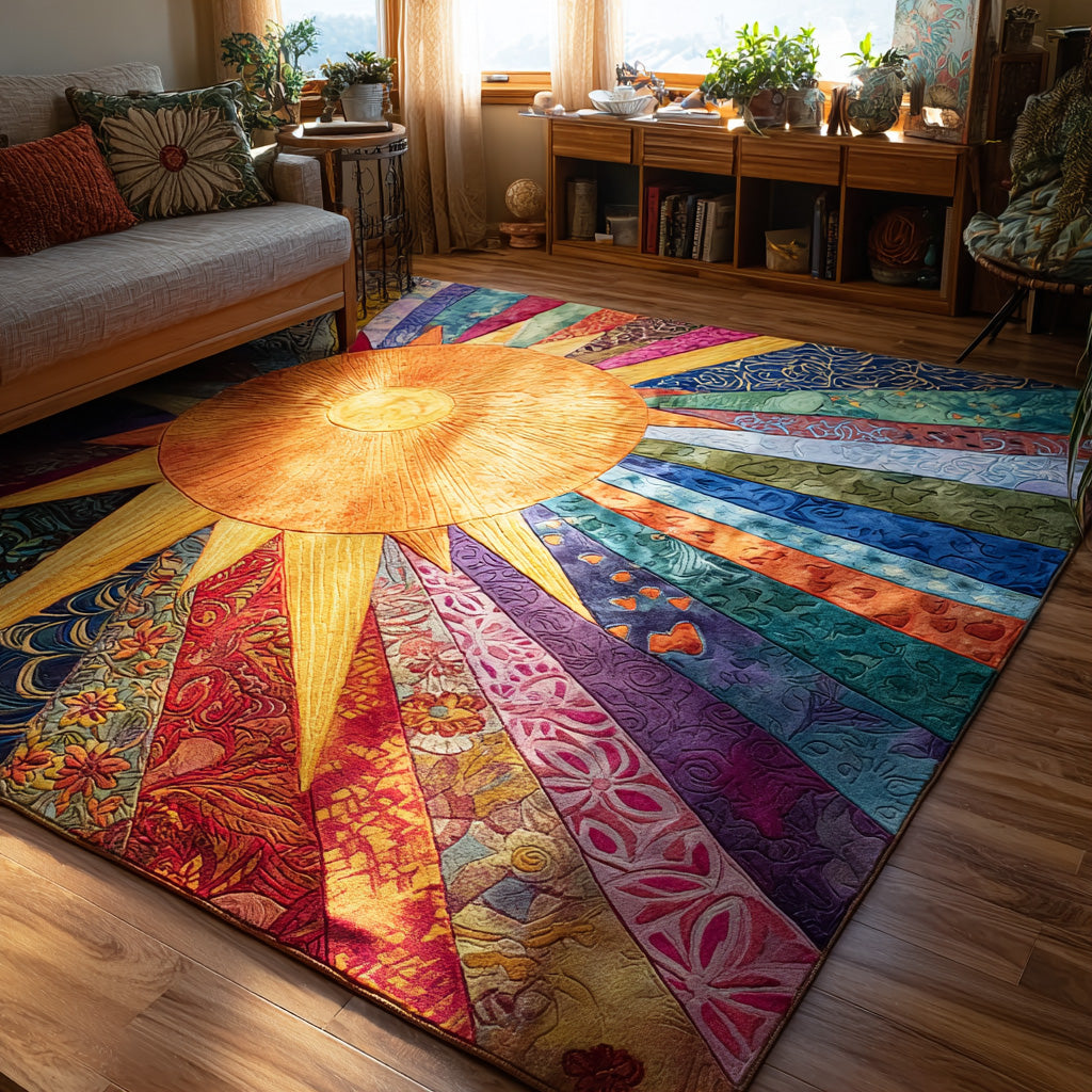 Sunlit Path area rug in a living room