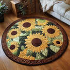Sunlit Serenity Round Mat Rug - washable non-slip printed rug