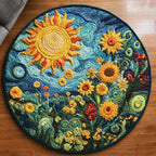 Sunlit Sunflower Round Mat Rug - washable non-slip printed rug