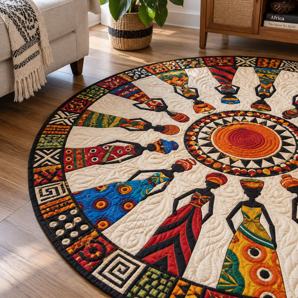 Sunlit Tribe Round Mat Rug - Nature Design | Serene Home Decor - washable non-slip printed rug