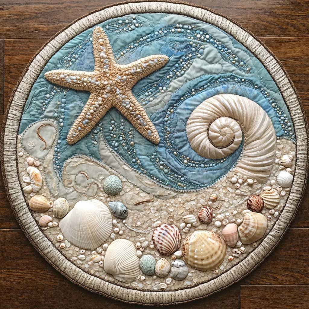 Sunlit Voyage Round Mat Rug - washable non-slip printed rug