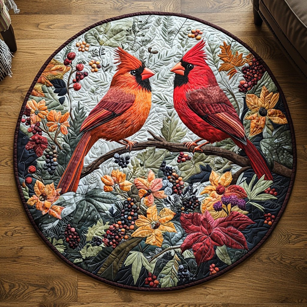 Sunny Cardinal Round Mat Rug - washable non-slip printed rug