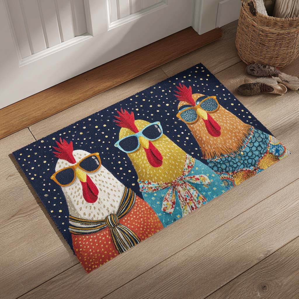 Sunny Cluckers Doormat - Nature Design | Printed Welcome Doormat