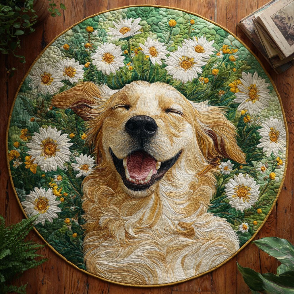 Sunny Daisy Round Mat Rug - washable non-slip printed rug