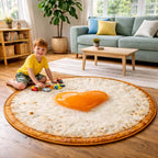 Sunny Egg Joy Round Mat Rug - washable non-slip printed rug