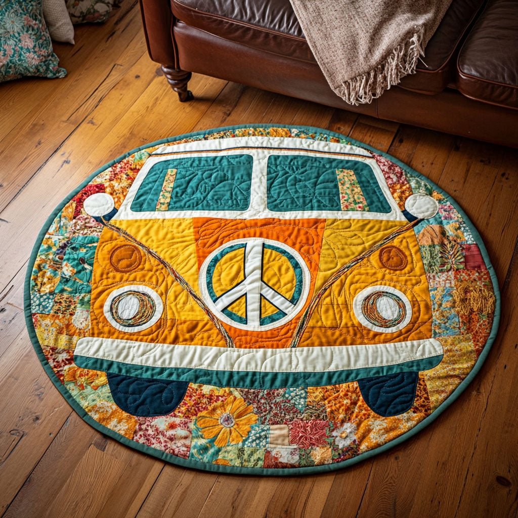 Sunny Freedom Van Round Mat Rug - Nature Design | Serene Home Decor