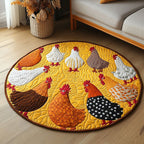 Sunny Henhouse Round Mat Rug - washable non-slip printed rug