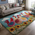 Sunny Hens area rug in a living room