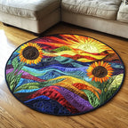 Sunny Nest Round Mat Rug - washable non-slip printed rug