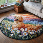 Sunny Retriever Round Mat Rug - washable non-slip printed rug