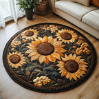 Sunny Serenity Round Mat Rug - washable non-slip printed rug