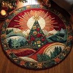 Sunrise Christmas Round Mat Rug - washable non-slip printed rug