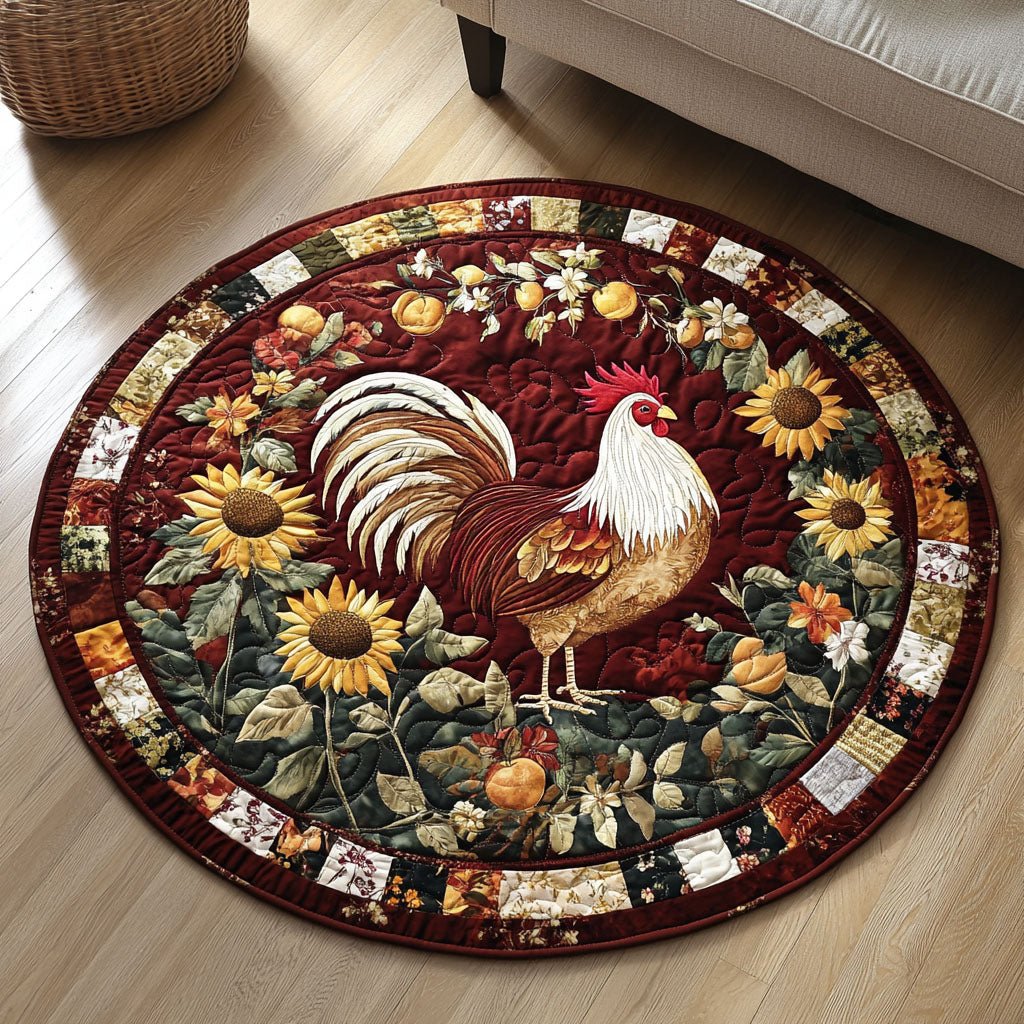 Sunrise Crow Round Mat Rug - washable non-slip printed rug