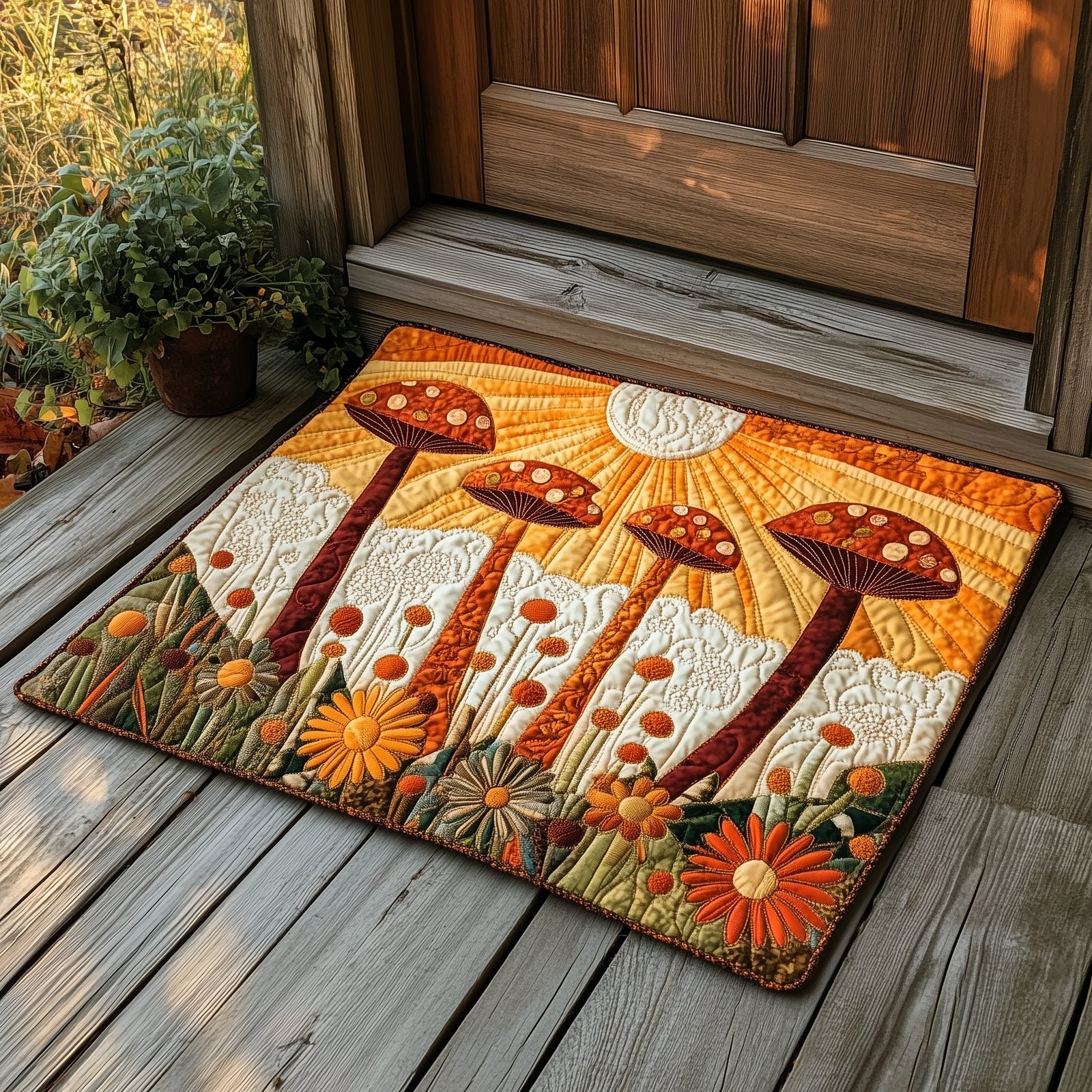Sunrise Mushroom Doormat - Nature Design | Printed Welcome Doormat