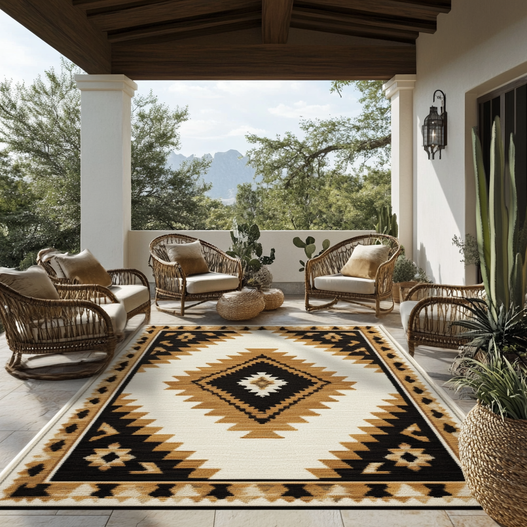Sunrise Path area rug in a living room