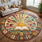 Sunrise Reading Round Mat Rug - washable non-slip printed rug