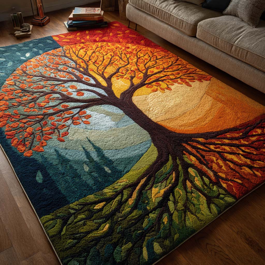 Sunset Balance area rug in a living room