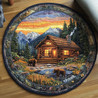 Sunset Bears Round Mat Rug - washable non-slip printed rug