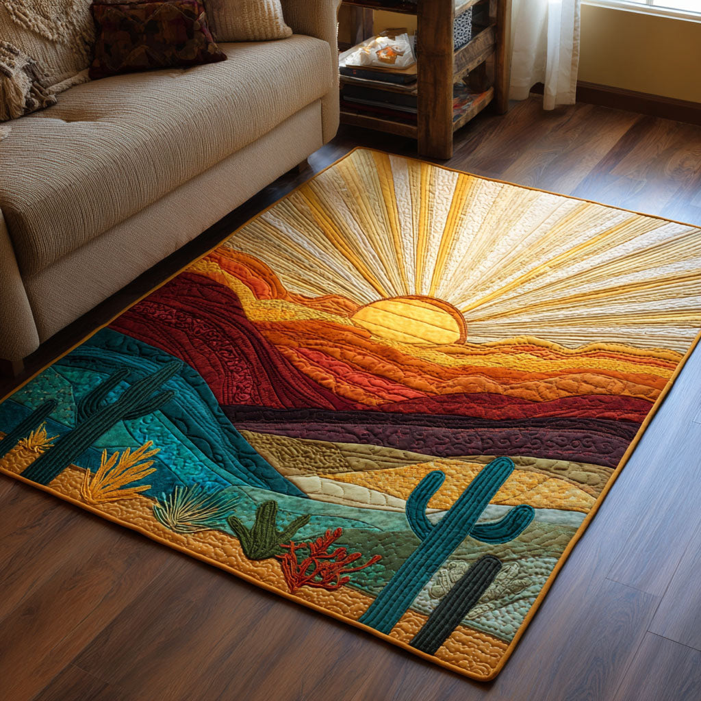 Sunset Cactus area rug in a living room
