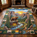Sunset Canyon Rustic Bear area rug in a living room