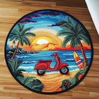 Sunset Escape Round Mat Rug - washable non-slip printed rug