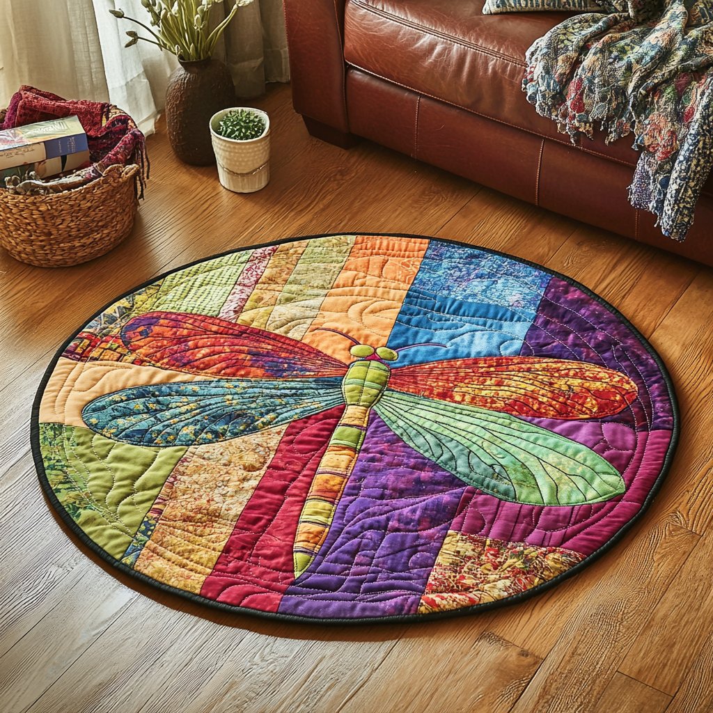Sunset Flight Round Mat Rug - washable non-slip printed rug