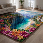 Sunset Flutter area rug in a living room
