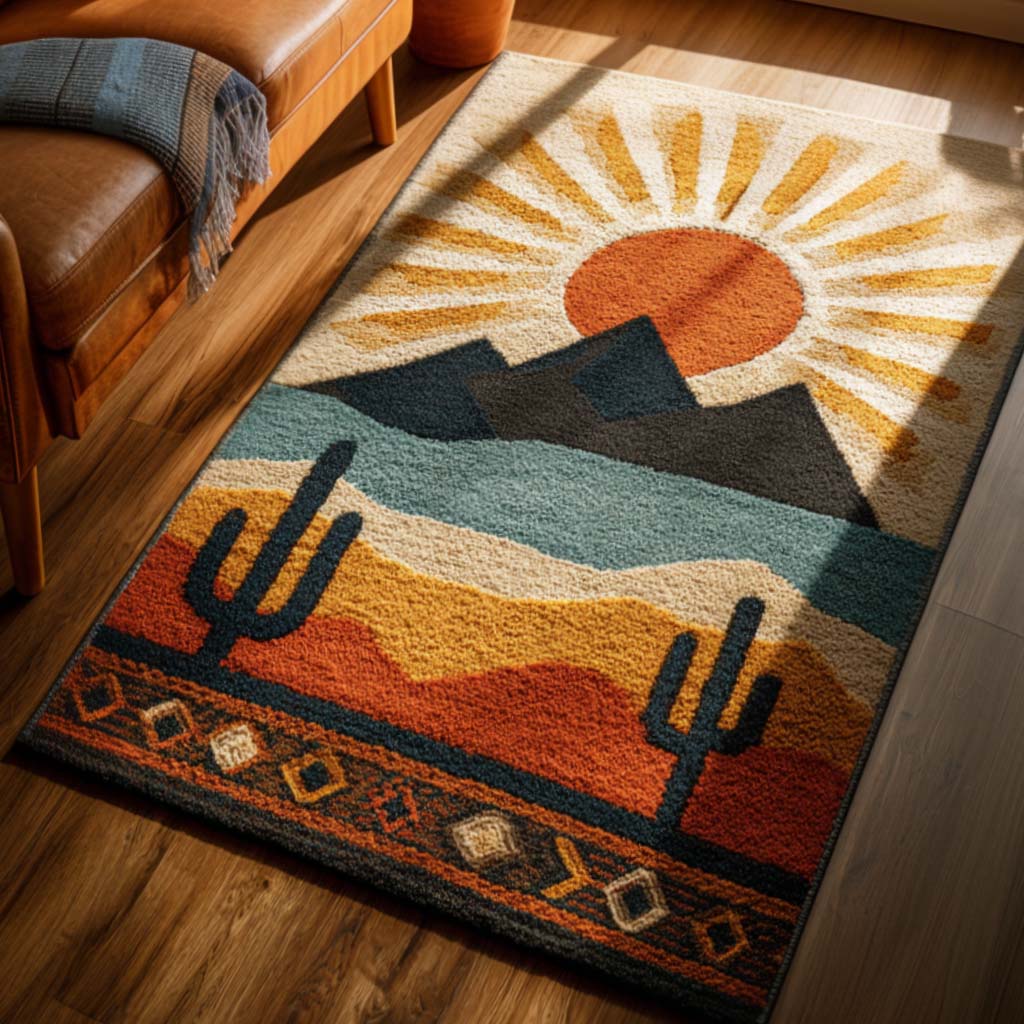 Sunset Horizon area rug in a living room
