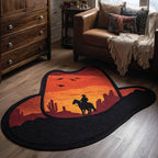 Sunset Rider Custom Shape Area Rug - Nature Design | Die-Cut Non-Slip Rug - washable non-slip printed rug