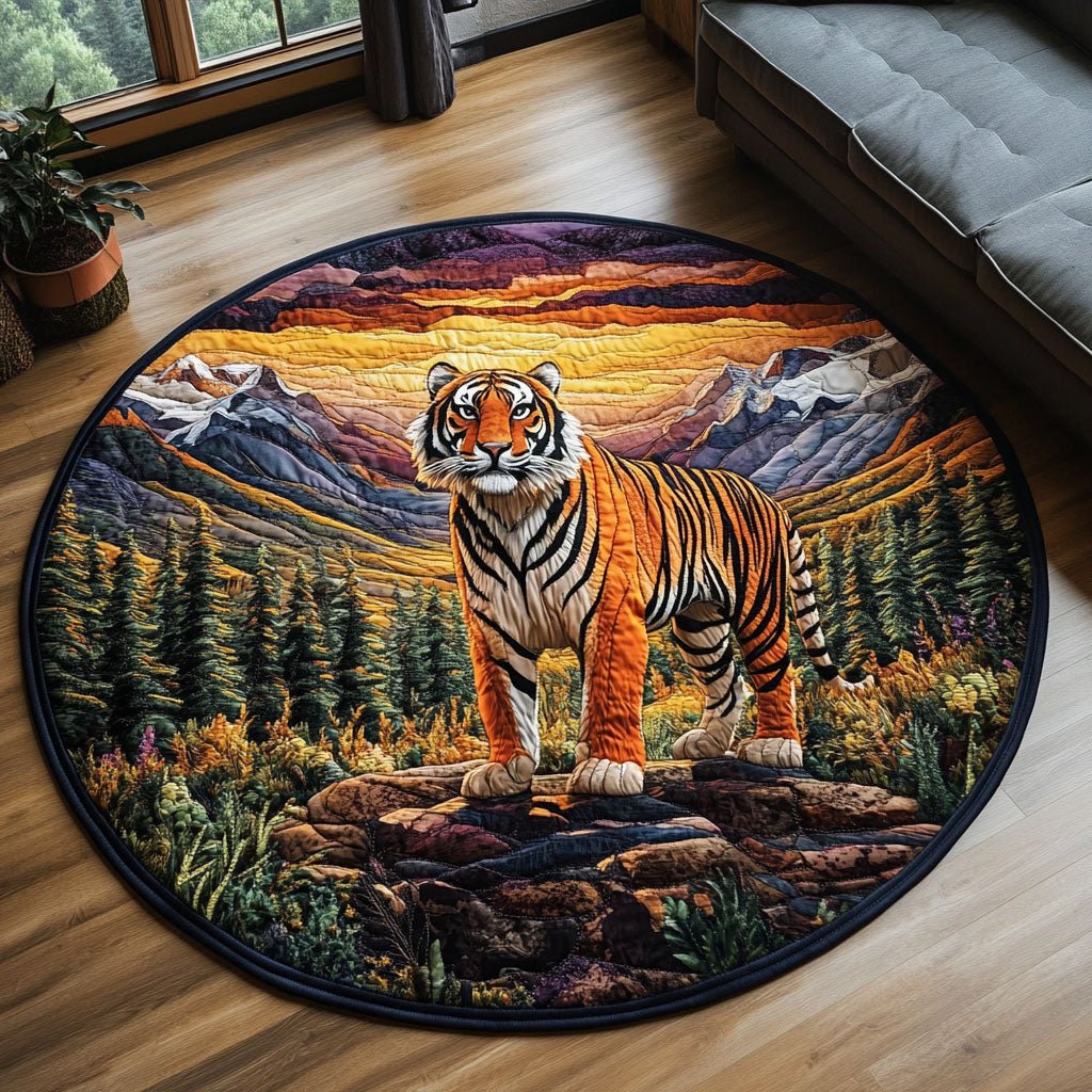 Sunset Roar Round Mat Rug - washable non-slip printed rug