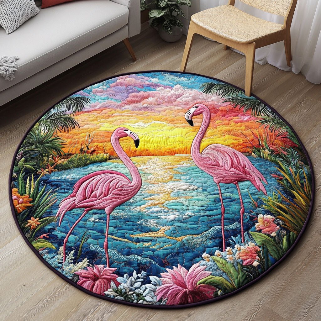 Sunset Serenade Round Mat Rug - washable non-slip printed rug