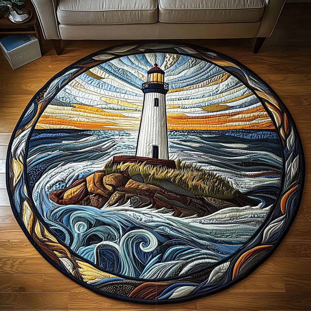 Sunset Shores Round Mat Rug - washable non-slip printed rug