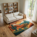 Sunset Valley Custom Shape Area Rug - Nature Design | Die-Cut Non-Slip Rug - washable non-slip printed rug
