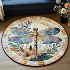 Sunset Wings Dragonfly Round Mat Rug - washable non-slip printed rug