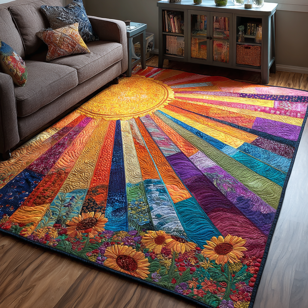 Sunshine area rug in a living room