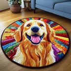 Sunshine Retriever Round Mat Rug - washable non-slip printed rug
