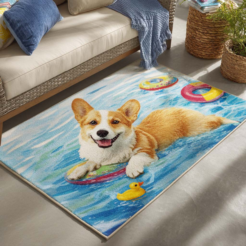 Sunshine Smile area rug in a living room