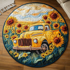 Sunshine Wheels Round Mat Rug - washable non-slip printed rug