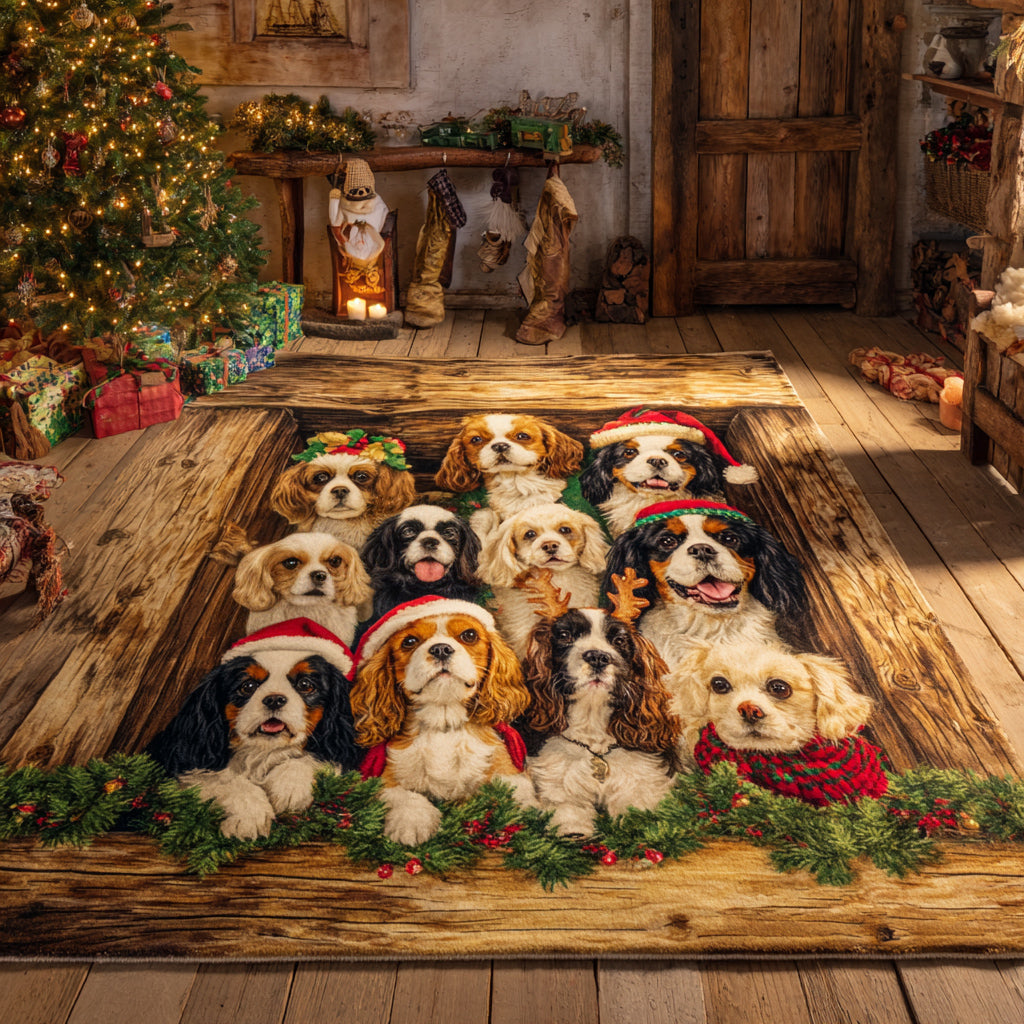 Surprise King Charles area rug in a living room