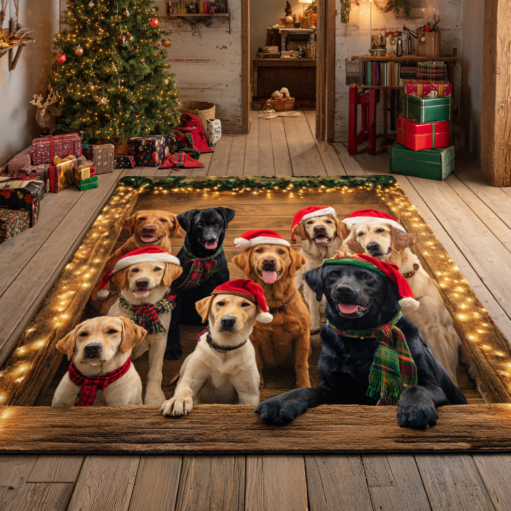 Surprise Labrador Retriever area rug in a living room