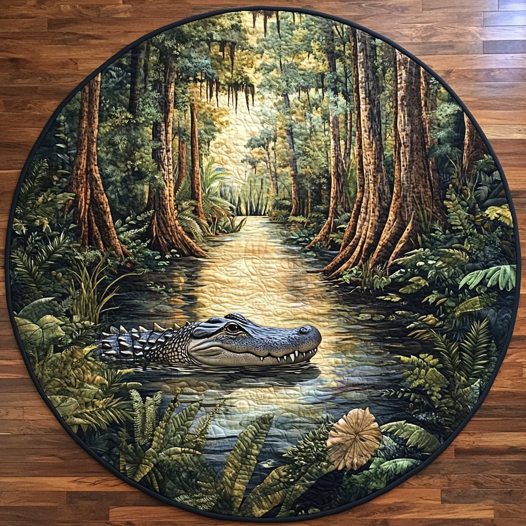 Swamp Shadows Round Mat Rug - washable non-slip printed rug