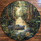 Swamp Shadows Round Mat Rug - washable non-slip printed rug